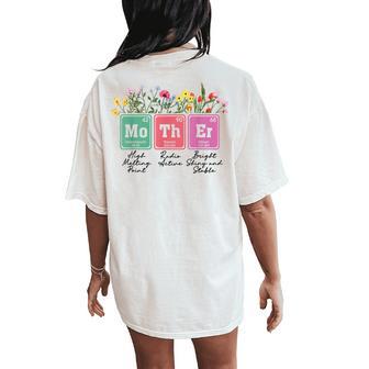 Floral Mother Periodic Table Mother's Day Science Mama Mom Women's Oversized Comfort T-Shirt Back Print - Thegiftio UK