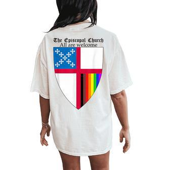 Episcopal Church Shield With 8 Colours Rainbow Pride Women's Oversized Comfort T-Shirt Back Print - Thegiftio UK