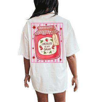 Jesus Is My Jam Cute Christian Strawberry Girly Women's Oversized Comfort T-Shirt Back Print - Thegiftio UK