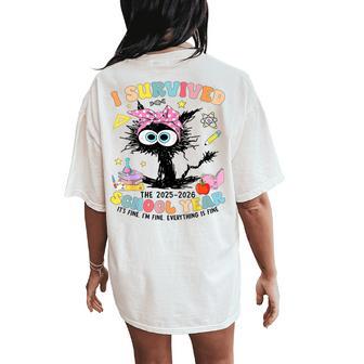 Teacher I Survived Last Day Of The School Year 2026 Women's Oversized Comfort T-Shirt Back Print - Thegiftio UK