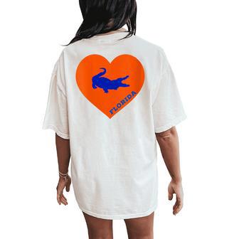 A Gator With A Florida Heart Women's Oversized Comfort T-Shirt Back Print - Monsterry