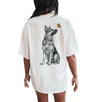 German Shepherd Butterfly Dog Owner Women's Oversized Comfort T-Shirt Back Print | Seseable UK