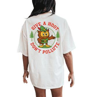Give A Hoot Retro Owl Nature Conservation Women's Oversized Comfort T-Shirt Back Print | Seseable CA