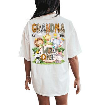 Grandma Of The Wild One 1St Birthday Safari Jungle Woodland Women's Oversized Comfort T-Shirt Back Print - Thegiftio UK