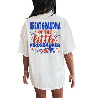 Great Grandma Of The Little Firecracker Fourth Of July Women's Oversized Comfort T-Shirt Back Print - Monsterry