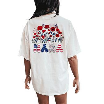 Groovy Nana 4Th Of July Patriotic Floral Mother's Day Women's Oversized Comfort T-Shirt Back Print - Thegiftio UK