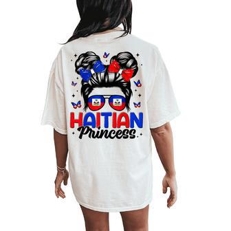 Haitian Princess Messy Bun Haitian Flag Day Girl Women's Oversized Comfort T-Shirt Back Print - Thegiftio