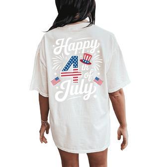 Happy 4Th Of July Patriotic American Flag Usa Kids Women's Oversized Comfort T-Shirt Back Print - Thegiftio UK