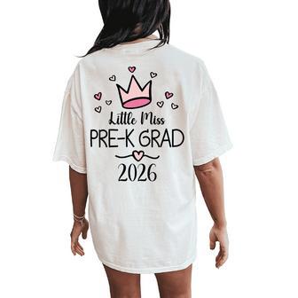 Kids Little Miss Pre-K Grad 2026 Preschool Prek Graduation Women's Oversized Comfort T-Shirt Back Print - Thegiftio UK