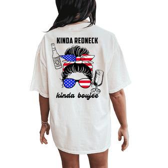 Kinda Redneck Kinda Boujee Messy Bun America Girl Women's Oversized Comfort T-Shirt Back Print - Thegiftio UK