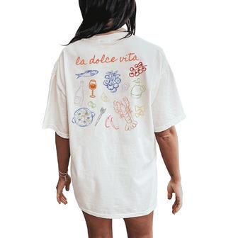 La Dolce Vita Cute Italy Ciao Bella Girl Summer Ocean Style Women's Oversized Comfort T-Shirt Back Print - Thegiftio UK