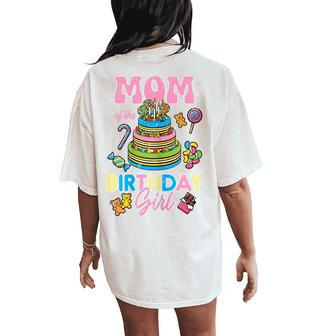 Mom Of Birthday Girl Cake Bday Party Family Matching Women Women's Oversized Comfort T-Shirt Back Print - Monsterry UK