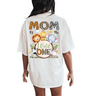 Mom Of The Wild One 1St Birthday Boy Safari Animals Women's Oversized Comfort T-Shirt Back Print - Thegiftio UK
