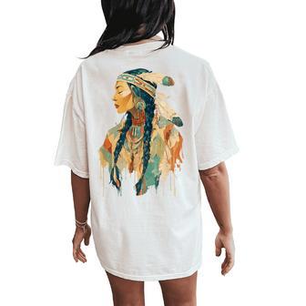 Native American Indian Tribal Woman Spirit Warrior Feather Women's Oversized Comfort T-Shirt Back Print - Thegiftio UK