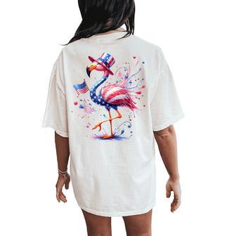 Patriotic Flamingo American Flag Usa 4Th Of July Animal Women's Oversized Comfort T-Shirt Back Print | Seseable UK