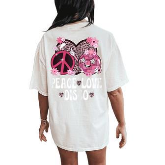 Peace Love Disco Outfit Leopard Print Girls 70S Disco Women's Oversized Comfort T-Shirt Back Print - Thegiftio UK