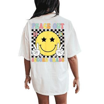 Peace Out Second Grade Graduation Smile Face Last Day School Women's Oversized Comfort T-Shirt Back Print - Thegiftio