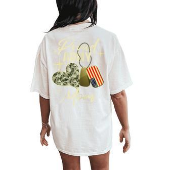 Proud Army Mom Camouflage Mother's Day Dog Tag Us Flag Women Women's Oversized Comfort T-Shirt Back Print - Thegiftio UK