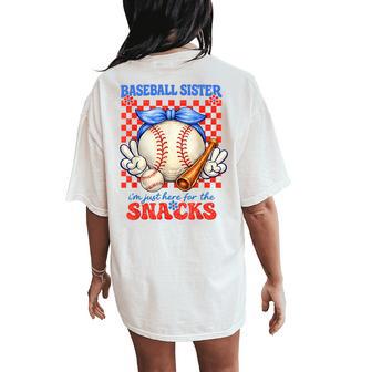 Retro Baseball Sister I'm Just Here For The Snacks Girls Women's Oversized Comfort T-Shirt Back Print | Seseable UK