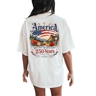 Retro Daisy America God Shed His Grace On Thee 250 Years Women's Oversized Comfort T-Shirt Back Print - Thegiftio UK