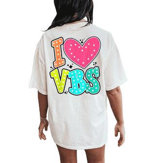 Retro I Love Vbs 2024 Vacation Bible School Christian Women's Oversized Comfort T-Shirt Back Print - Thegiftio UK
