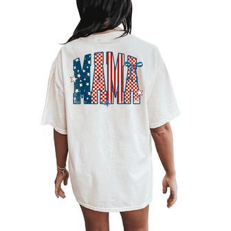 Retro Mama 4Th Of July Patriotic Mom Independence Day Women's Oversized Comfort T-Shirt Back Print - Thegiftio UK