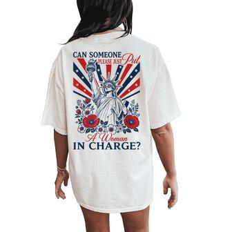 Retro Can Someone Please Just Put A Woman In Charge Women's Oversized Comfort T-Shirt Back Print - Thegiftio UK