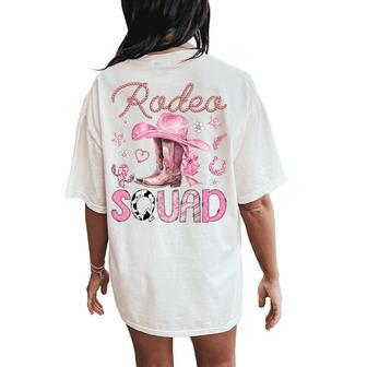 Rodeo Squad Pink Cowgirl Coquette Boots Birthday Girl Women's Oversized Comfort T-Shirt Back Print - Thegiftio UK
