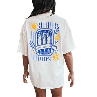 Sardine Fisherman Fish Coastal Graphic Summer Vacation Women's Oversized Comfort T-Shirt Back Print - Thegiftio UK