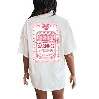 Sardines Tinned Fish Pink For Women Women's Oversized Comfort T-Shirt Back Print | Mazezy