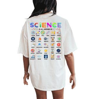 Science Is All Around Us Alphabet A-Z Stem Teacher Student Women's Oversized Comfort T-Shirt Back Print - Monsterry