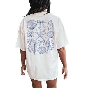 Seashell Coquette Bow Starfish Seashell Summer For Girls Women's Oversized Comfort T-Shirt Back Print - Thegiftio UK