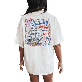 Spilling The Tea Since 1773 Vintage Us History Teacher Women's Oversized Comfort T-Shirt Back Print - Thegiftio UK