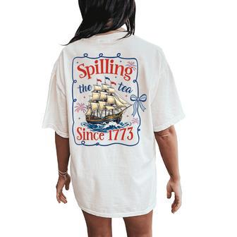 Spilling The Tea Since 1773 Vintage Us History Women Women's Oversized Comfort T-Shirt Back Print - Thegiftio UK