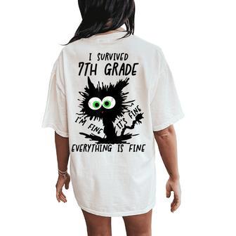 I Survived 7Th Grade I'm Fine It's Fine 7Th Grade Grad 2026 Women's Oversized Comfort T-Shirt Back Print - Thegiftio UK