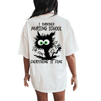 I Survived Nursing School Graduation 2026 Nurse School Grad Women's Oversized Comfort T-Shirt Back Print - Thegiftio UK