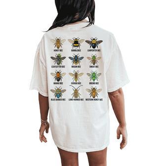 Types Of Bees Bee Species Chart Entomology Science Women's Oversized Comfort T-Shirt Back Print - Thegiftio UK
