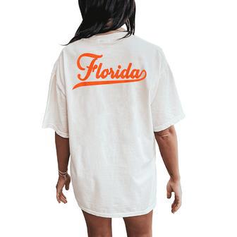 Vintage Florida Florida Throwback Blue Fl Women's Oversized Comfort T-Shirt Back Print | Mazezy