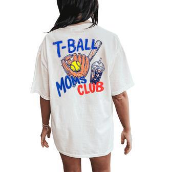 Vintage Tball Mom Softball T-Ball Mama Mom Life Women's Oversized Comfort T-Shirt Back Print - Thegiftio
