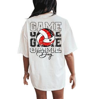 Volleyball Game Day Girls Volleyball Mom Red & Black Women's Oversized Comfort T-Shirt Back Print - Thegiftio UK