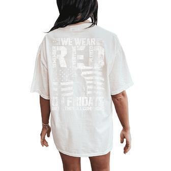 We Wear Red On Friday Remember Everyone Deployed Women Women's Oversized Comfort T-Shirt Back Print - Thegiftio UK