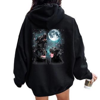 3 Black Lab Moon Howling Lab Head For Women Women Oversized Hoodie Back Print - Thegiftio UK