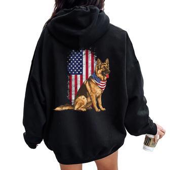4Th Of July Dog German Shepherd Usa K9 Kids Women Oversized Hoodie Back Print - Thegiftio UK