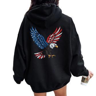 4Th Of July Flying Eagle Us Flag Patriotic Kids Women Oversized Hoodie Back Print - Thegiftio UK