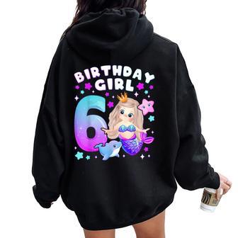 6° Compleanno Ragazza 6 Anniirena Numero 6 Felpa con cappuccio oversize da donna con stampa posteriore - Novitaregali