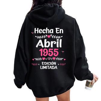 70 Cumpleaños 70 Años Hecha En 1955 Abril Women Oversized Hoodie Back Print - Regaloses