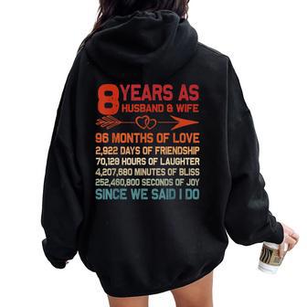 8 Años Como Marido Y Esposa Regalo De 8 Aniversario Para Parejas Women Oversized Hoodie Back Print - Regaloses
