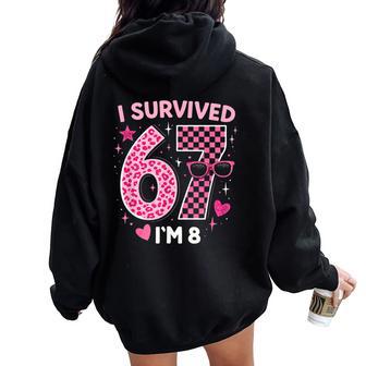 8 Year Old Girl Birthday 67 Meme Girls 8Th Birthday Women Oversized Hoodie Back Print - Thegiftio UK