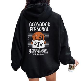 Acostador Personal Teckel Perro Gracioso Dachshund Regalo Cuello Women Oversized Hoodie Back Print - Regaloses