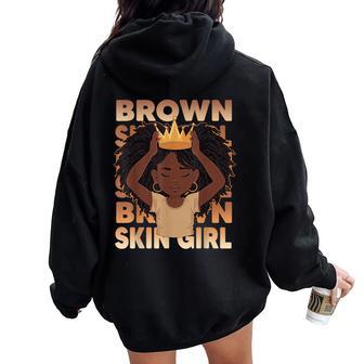 African Girls Brown Skin Girl Black Melanin Junenth Girls Women Oversized Hoodie Back Print - Thegiftio UK